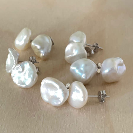 Keshi pearl studs