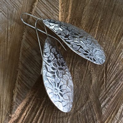 Large floral silver earrings | Crowded Silver Jewellery