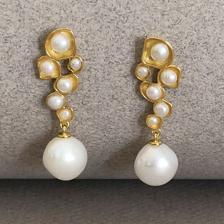 Water drop pearl earrings | Crowded Silver Jewellery