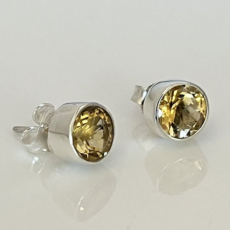 Citrine silver studs earrings | Crowded Silver Jewellery